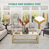 Coffee Table Metal Frame Modern Marble Table Top for Home Living Room White