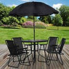 6pc Outdoor Furniture Set Dining Table Patio Deck 4 Chairs & Parasol Black