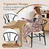 Wishbone Dining Chair Set of 2 Modern Weave Armchairs-Black+Natural