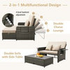 Patio Rattan Daybed Set w/Footstool & Storage-Brown