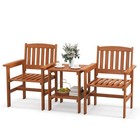 3 Piece Patio Furniture Set Wood Bistro Set with Umbrella Holes