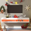 Floating TV Unit Cabinet Wall Mounted TV Stand High Gloss Front With LED Lights