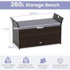 Outdoor Bench Storage Bench with Cushion & Side Handles-Grey