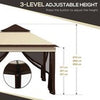 3 x 3(m) Pop Up Gazebo Tent with Netting, Height Adjustable, Beige