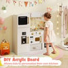 Toy Kitchen Set Kids Pretend Play Kitchen with Lighted Microwave-White