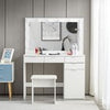 White Dressing Table with LED Lights Mirror Stool Drawers Vanity Makeup Desk Set
