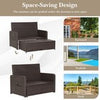 Patio Rattan Daybed Set Wicker Loveseat Sofa w/ Footstool-White