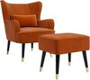 Velvet Armchair with Footstool Wing Back Chair Lounge Sofa Accent Seat