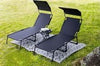 2x Garden Folding Chair Portable Beach Camping Canopy Recliner Sun Lounger