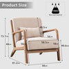 2-Pack Beige Mid-Century Armchairs with Lumbar Support | Solid Wood Frame