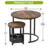 Coffee Table for living room Set of 2 Small Round Tables with Storage Side Table
