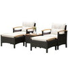 5 Piece Patio Rattan Furniture Set Wicker Lounge Chair and Ottoman Set W/ Table