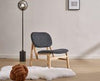 Retro Wooden Lounge Chair Grey Chenille Armchair for Living Room Decor
