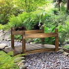 5FT Wooden Garden Bridge with Planters Stained Finish Arc Footbridge for Pond