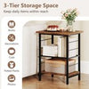3-Tier Side Table Set of 2 Industrial End Table-Brown