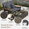 Outdoor Wicker Daybed Rattan Woven Loveseat w/Folding Panels-Grey
