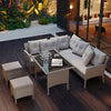 Rattan Garden Furniture Set 7 Seater Dining Table Outdoor Corner Sofa w/Cushions
