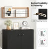 Freestanding Buffet Cabinet Storage Organizer with Anti-toppling Device-Black