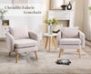 Grey Accent Armchair Chenille Lounge Chair with Wood Legs for Living Room