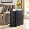 End Table with 2 Drawers, Black Sofa Side Table with Storage, No Assembly Needed