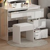 Vanity Dressing Table Set w/ LED Mirror High Gloss 4 Drawers Makeup Desk Bedroom