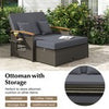 Rattan Woven Loveseat Outdoor Wicker Daybed-Grey