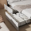 Double Size Bed Frame Metal Bed Platform LED Lights Headboard & 4 Storage Drawer