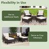 5Pcs Outdoor Patio Furniture Set PE Wicker Patio Lounge Chair Ottoman Table Set