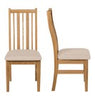 Solid Oak Dining Chairs, Wooden Kitchen Chairs Set of 2 with Beige Fabric Seat