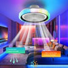 RGB LED Ceiling Fan With Lights Smart Remote Control APP Control Timing Dimmable