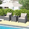 3 Piece Patio Rattan Sofa Set Outdoor Wicker Conversation Set-White