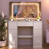 Large Dressing Table with 7 Drawers LED Dimmer Mirrow Makeup Desk Vanity Morden