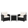 3 Piece Patio Furniture Set Rattan Conversation Set w/ Soft Seat-White