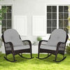Patio Rattan Rocker w/ Seat Back Cushions & Waist Pillow Grey