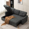 New 3 Seater Pull-Out Reversible Chaise Sofa Bed with Storage,Grey Linen Fabric
