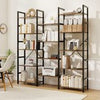 Heavy-duty Metal Frame Bookcases w/ 14 Open Shelves-Brown