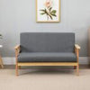 2 Seater Wooden Sofa Armchair with Sturdy Wood Frame Linen Fabric Small Couch