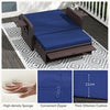 Patio Rattan Daybed Set w/ Multipurpose Ottoman & Retractable Side Tray-Navy