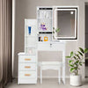 Dressing Table Set Vanity Makeup Desk with Mirror and Stool 3-Color LED Light UK