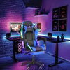 Gaming Chair with Bluetooth Speakers RGB LED Lights & Reclining Footrest Blue