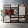 Industrial Open Wardrobe Clothes Rail Rack Bedroom Storage 4 Shelves