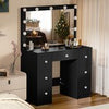 Black Makeup Vanity Table With 11 LED Light Mirror + 7 Drawers Dressing Desk Set