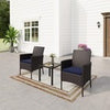 Outdoor Chair Patio Furniture Garden Bistro Rattan Chair Metal Side Coffee Table