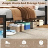 Single Size Bed Frame w/ LED Light & Charging Station-Brown