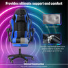 Gaming Chair with Bluetooth Speakers RGB LED Lights & Reclining Footrest Blue