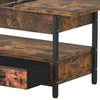 Lift Top Coffee Table with Storage Shelf 2 Drawers LED Light for Living Room