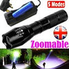 High Power Adjustable Focus LED Flashlight 5 Modes with Battery and Charger