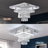 Crystal LED Ceiling Light Square Chandelier Flush Mount Living Room Bedroom Lamp