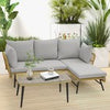 Outdoor Wicker Furniture Set 3-Piece L-Shaped Patio Sofa-Grey