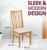 Solid Oak Dining Chairs, Wooden Kitchen Chairs Set of 2 with Beige Fabric Seat